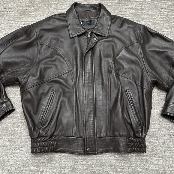 MR Florence Italy Jacket Mens 50 Brown Leather Bomber Made In Italy Full Zip - Picture 2 of 16
